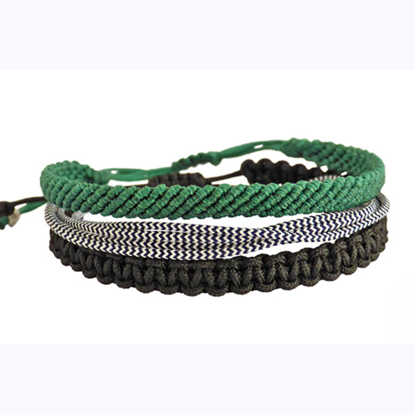 Ανδρικά βραχιόλια σετ 3 τμχ black-green