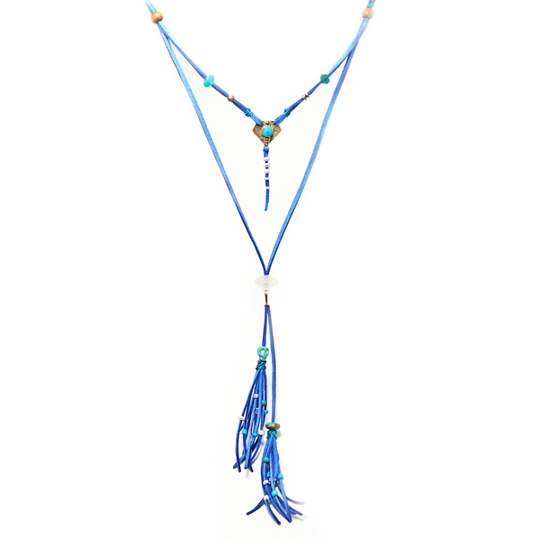 Μακρύ boho multilaer κολιέ με Tυρκουάζ