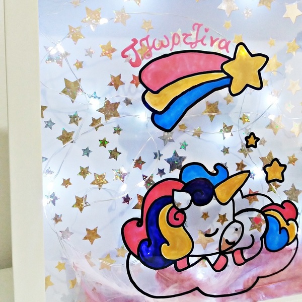 Φωτιζόμενο customized κάδράκι "Sleep Unicorn..."