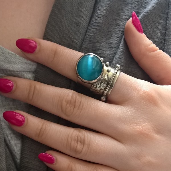 Δαχτυλιδι aquamarine οξειδωμενο