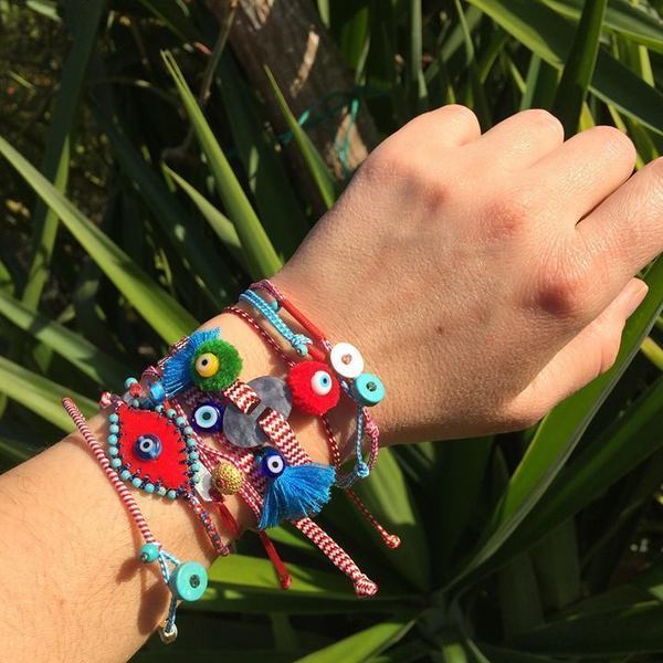 Βραχιόλι Evil eye κεντητό βελούδινο, κόκκινο χρυσό