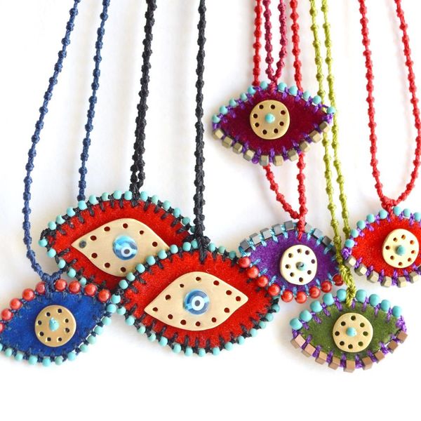 Βραχιόλι Evil eye κεντητό βελούδινο, μωβ - χρυσό