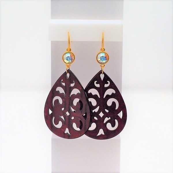 Σκουλαρίκια Acrylic Gold/Swarovski Crystal Iridizon