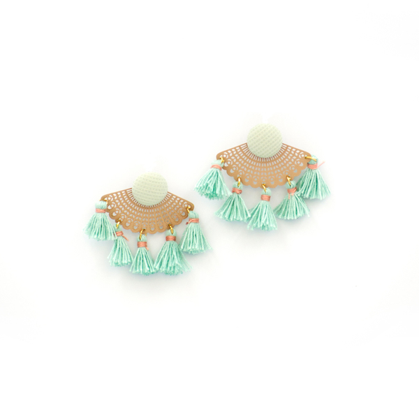 2in1 Tassel Button Earrings