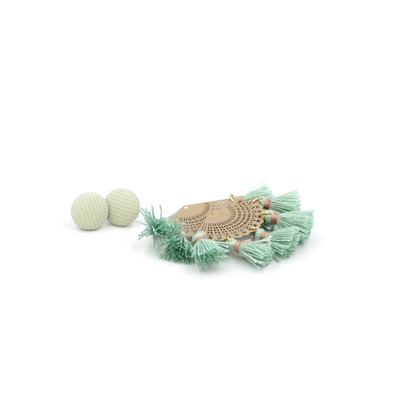 2in1 Tassel Button Earrings