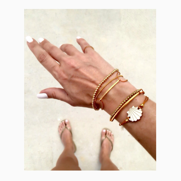 wooden shell & hematite stones bracelet
