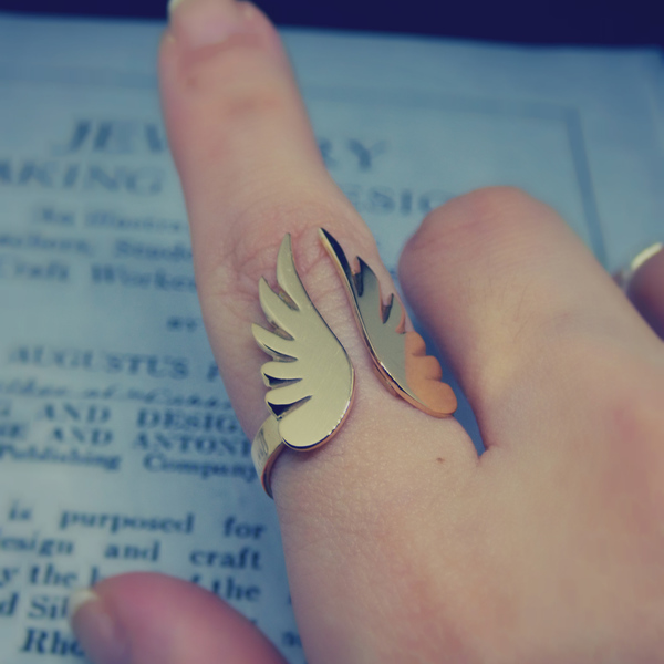 "Angel Wings" Χειροποίητο δαχτυλίδι επάργυρο ή επίχρυσο 18Κ με φτερά αγγέλου!
