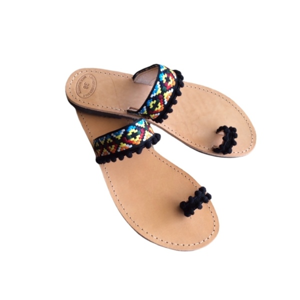 Δερμάτινα σανδάλια Boho black