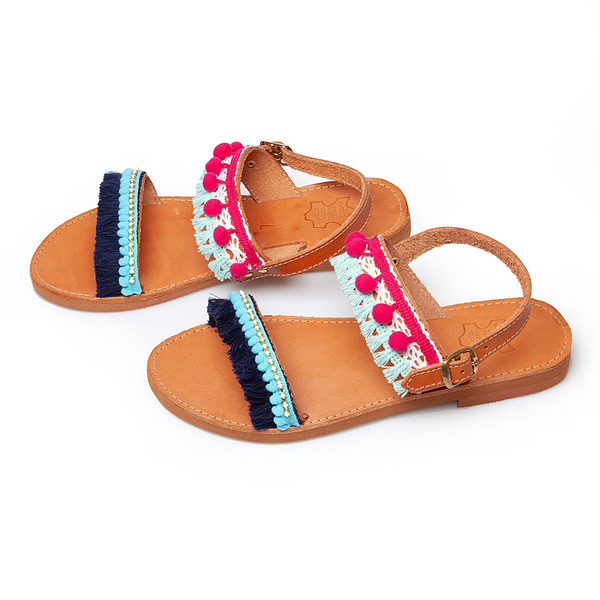Χειροποίητα δερμάτινα boho σανδάλια