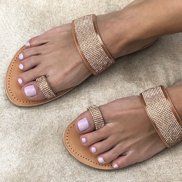 Δερμάτινα σανδάλια Rose gold flats