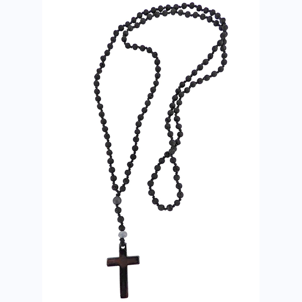 Ανδρικό Ροζάριο Lava black / Hematite cross