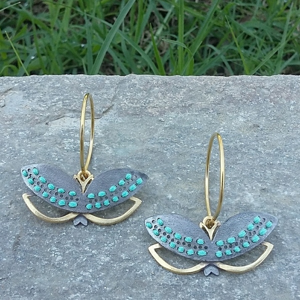 Morpho Earrings-Χειροποίητα Σκουλαρίκια Πεταλούδα Από Επιχρυσωμένο Ασήμι