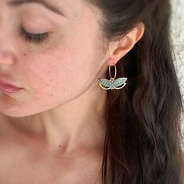 Morpho Earrings-Χειροποίητα Σκουλαρίκια Πεταλούδα Από Επιχρυσωμένο Ασήμι