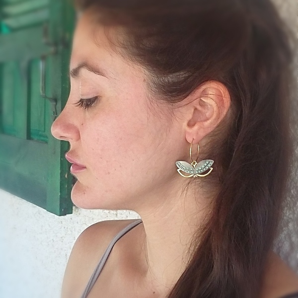 Morpho Earrings-Χειροποίητα Σκουλαρίκια Πεταλούδα Από Επιχρυσωμένο Ασήμι
