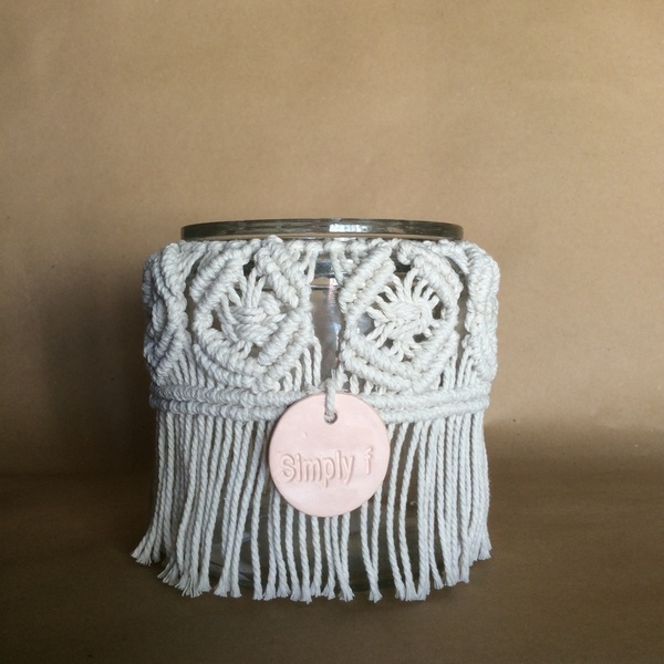 Medusa macrame hurricane jar - boho decor - macrame jar- bohemian chic- candleholder- boho