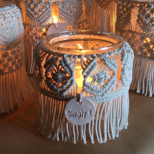 Medusa macrame hurricane jar - boho decor - macrame jar- bohemian chic- candleholder- boho