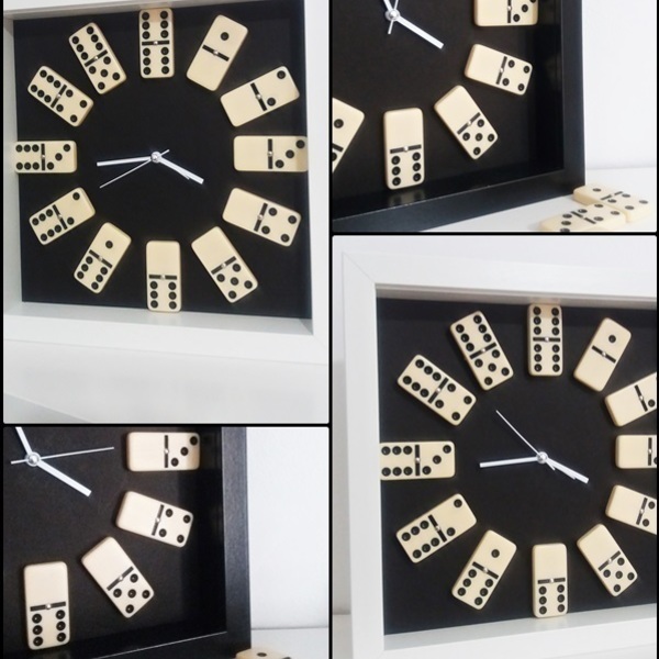 Domino Clock with black or white frame