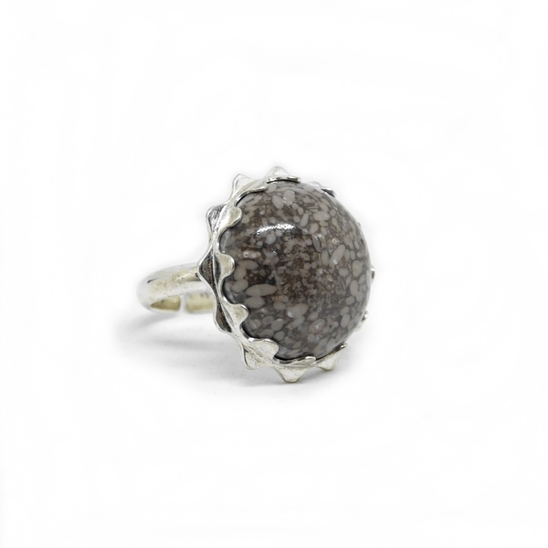 " Flower seastone ring " - Xειροποίητο επάργυρο δαχτυλίδι με βότσαλο!