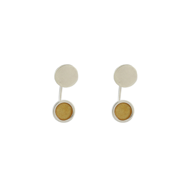 Ear jacket σκουλαρίκια κύκλοι με σμάλτο σε ασήμι 925 κίτρινο