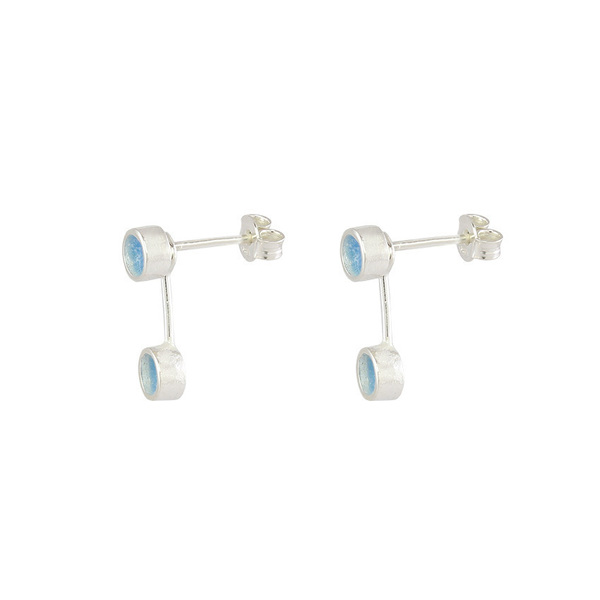 Ear jacket σκουλαρίκια μικρά στρογγυλά με σμάλτο σε ασήμι 925
