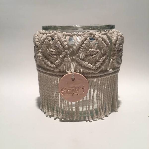 Medusa macrame hurricane jar - boho decor - macrame jar- bohemian chic- candleholder- boho
