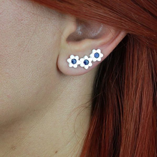 Ear cuffs λουλούδια με σμάλτο σε ασήμι 925