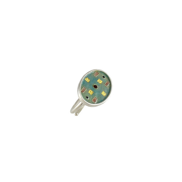 Cloisonne οβάλ δαχτυλίδι σε ασήμι 925 με σμάλτο και χρυσό 24Κ Klimt