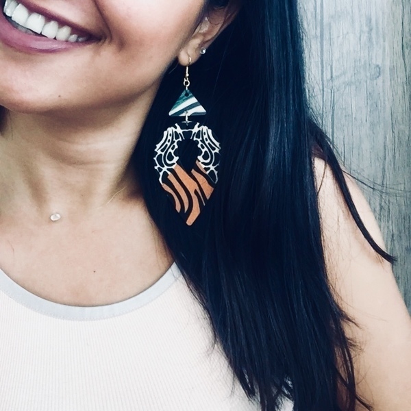Animal print wooden earrings