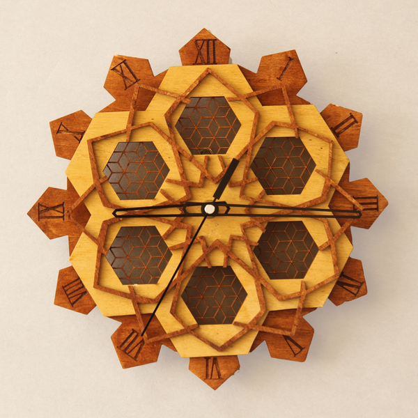 Ξύλινo ρολόι τοίχου - Laser Cut Mandala