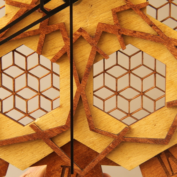Ξύλινo ρολόι τοίχου - Laser Cut Mandala