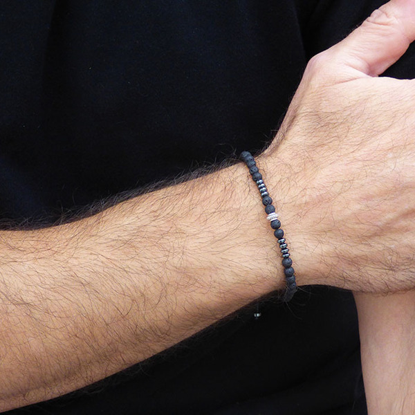 Ανδρικό βραχιόλι Lava Hematite