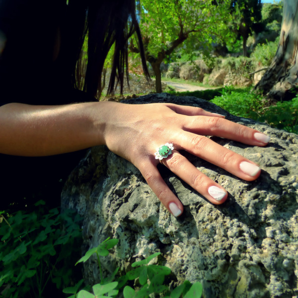 " Aventurine Flower " - Xειροποίητο επάργυρο δαχτυλίδι με Αβεντουρίνη!