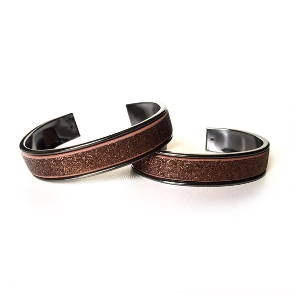 Metal bungle “bronze glitter leather”