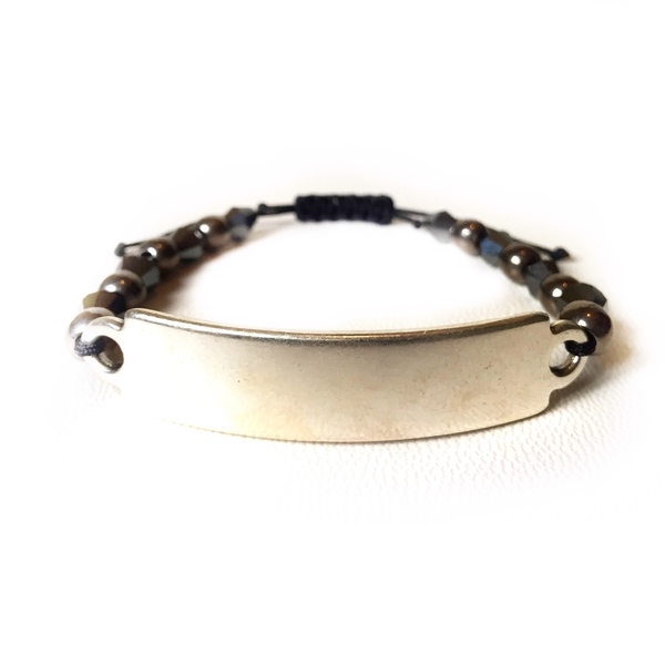 “ID” hematite unisex bracelet