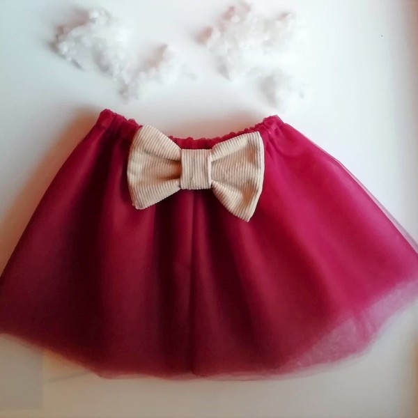 Τούλινη φούστα (tutu) με κοτλέ φιόγκο