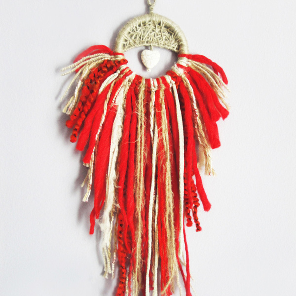 String art κρεμαστό τοίχου κόκκινο με μπεζ