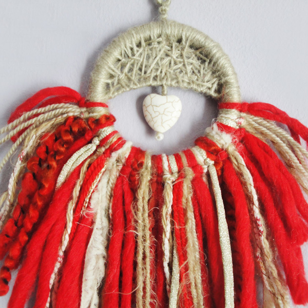 String art κρεμαστό τοίχου κόκκινο με μπεζ