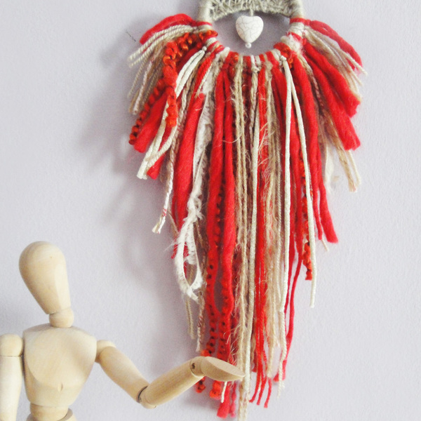String art κρεμαστό τοίχου κόκκινο με μπεζ