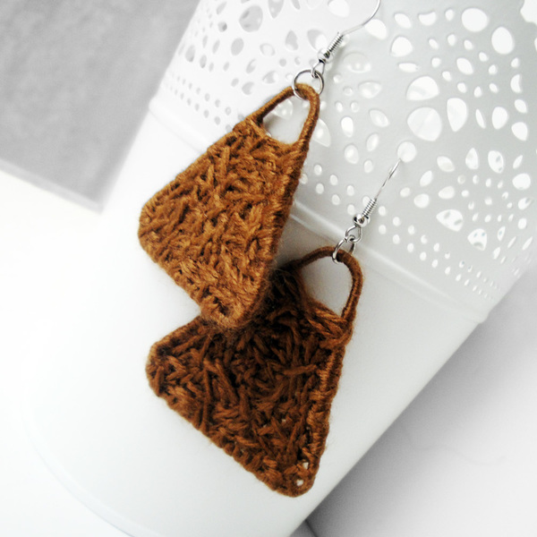 String art τρίγωνα σκουλαρίκια καφέ