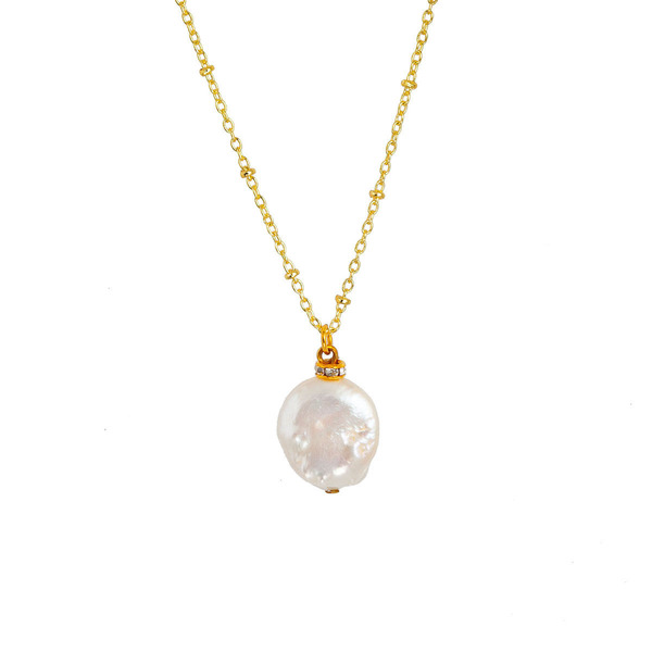 Κολιέ χρυσό με Baroque Pearl και Swarovski