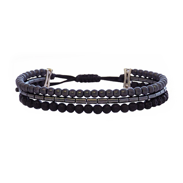 Ανδρικό βραχιόλι 3seiro Hematite-lava