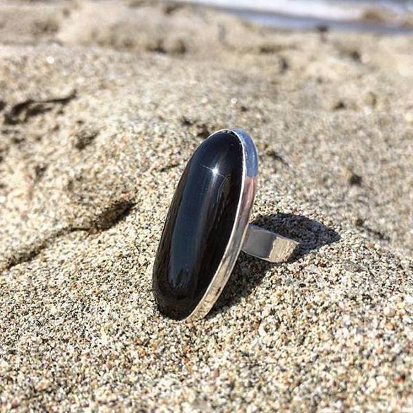 Ασημένιο δαχτυλίδι με πολύτιμο λίθο αχάτη (weird agate ring)
