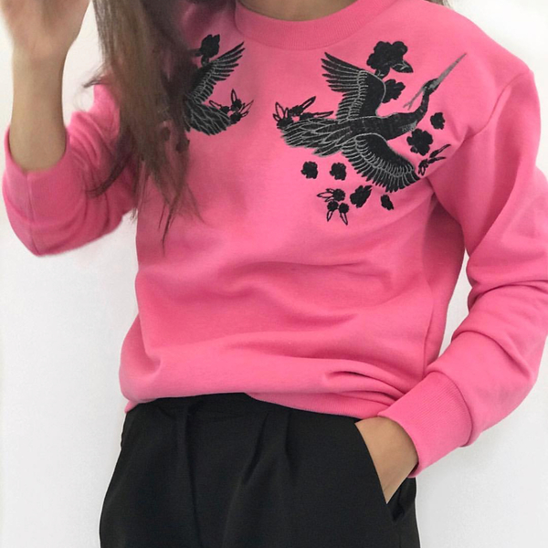 PINK CRANE SWEATSHIRT