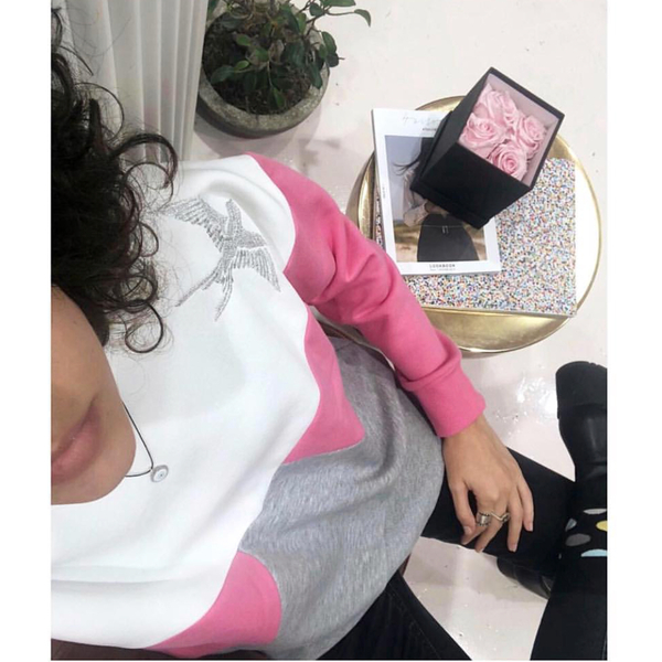 PINK COLOUR BLOCK SWEATSHIRT