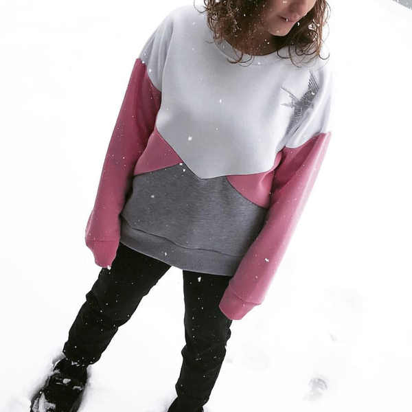 PINK COLOUR BLOCK SWEATSHIRT