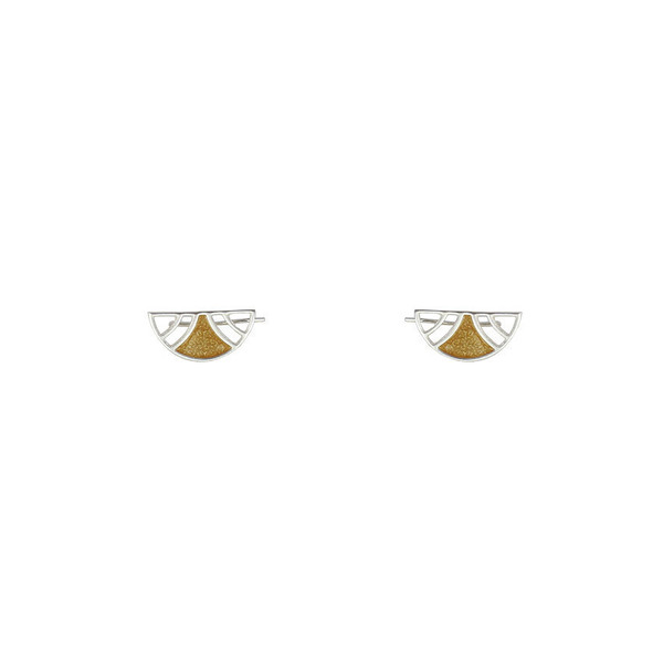 Ear climbers επίχρυσα με μαύρο σμάλτο σε ασήμι 925