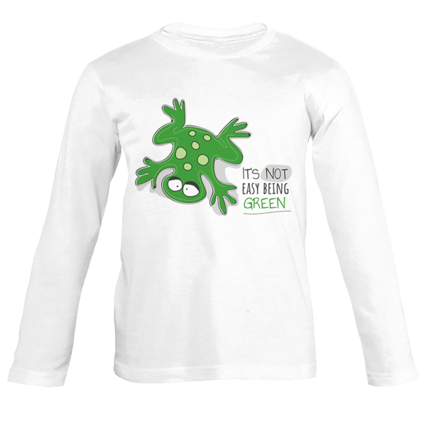 Παιδικό μακρυμάνικο μπλουζάκι - Frog - it's not easy been green - ΒΑΤΡΑΧΟΣ