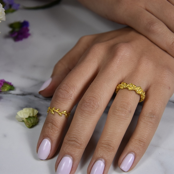 Δαχτυλίδι Midi & Cuff Σκουλαρίκι Φύλλα Ελιάς