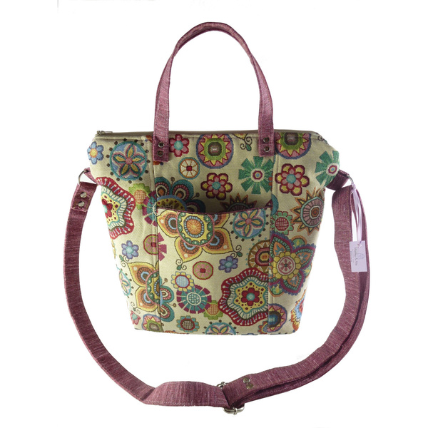 Χιαστί φλοράλ tote bag με λουριά χειρός