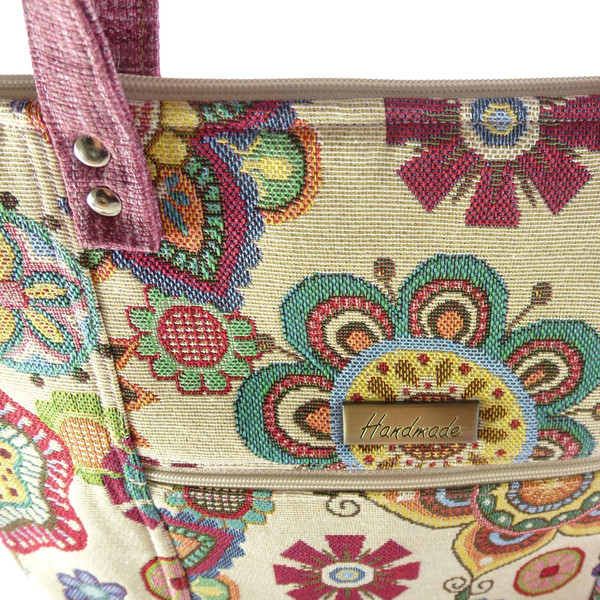 Χιαστί φλοράλ tote bag με λουριά χειρός